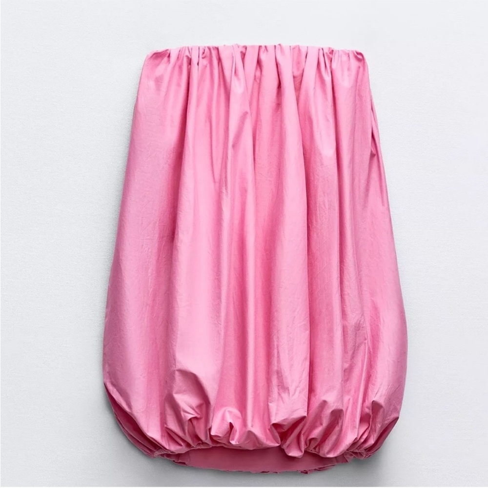 Zara Pink Women's Dress Strapless Balloon Hem